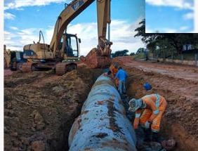 Instalação de tubulação de saneamento